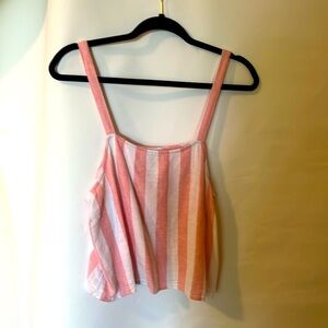 Linen pink white stripe top